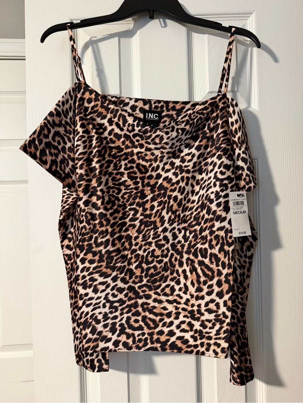 INC International Concepts Leopard-Print Satin Cami Top - Brown/Black